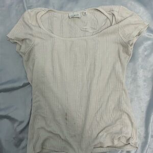 Cyrus Cream Ribbed Fitted T-Shirt